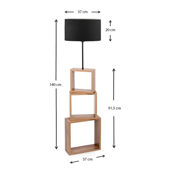 Φωτιστικό δαπέδου Claude  Mdf/fabric Pvc χρώμα καφέ/μαύρο 37x20x140εκ.