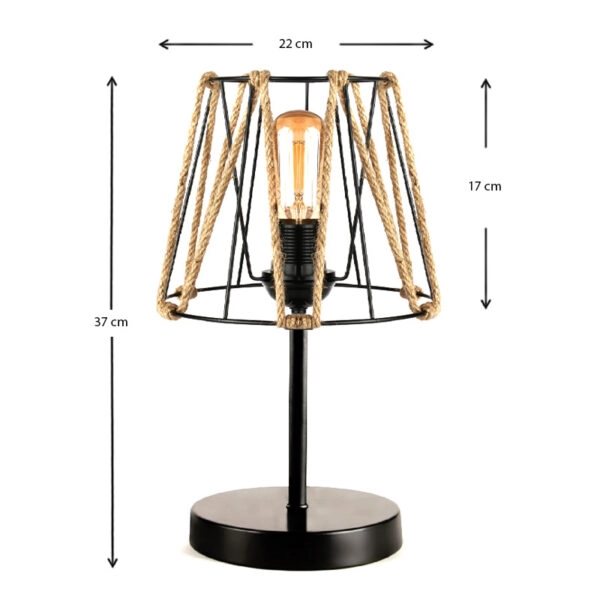 Φωτιστικό επιτραπέζιο Clancy  E27 σχοινί/μεταλλικό χρώμα μαύρο 22x17x37εκ.