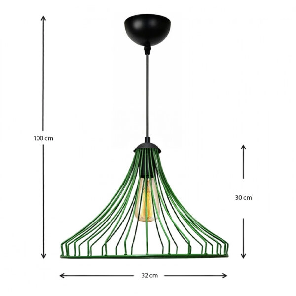 Φωτιστικό οροφής Linux  Ε27 μεταλλικό μονόφωτο χρώμα πράσινο 32x30x100εκ.