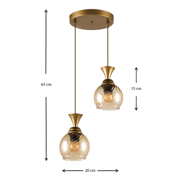 Φωτιστικό οροφής Kyran  E27 μεταλλικό δίφωτο χρώμα χρυσό 20x20x65εκ.