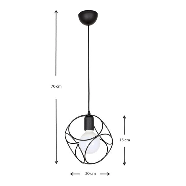 Φωτιστικό οροφής Lusita  E27 μεταλλικό μονόφωτο χρώμα μαύρο 20x20x70εκ.