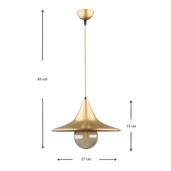 Φωτιστικό οροφής Silia  E27 μεταλλικό μονόφωτο χρώμα χρυσό 27x27x65εκ.