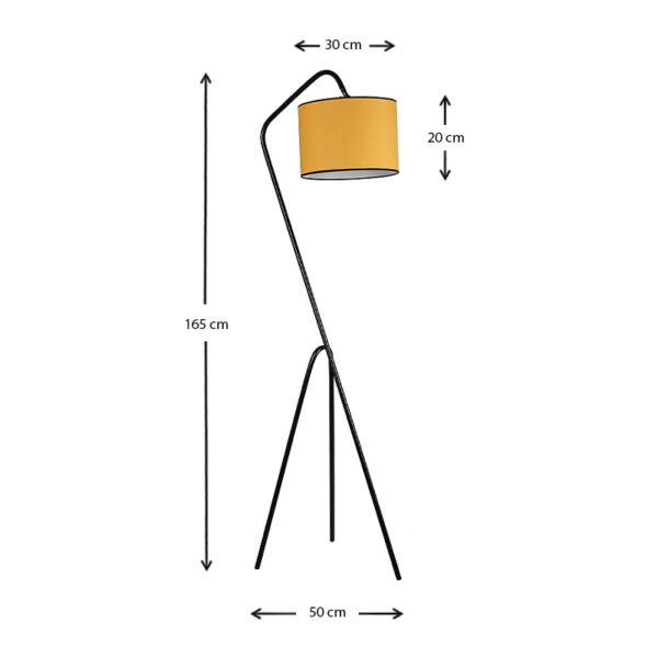 Φωτιστικό δαπέδου Lester  μέταλλο/ύφασμα χρώμα μαύρο - μουσταρδί 30x20x165εκ.