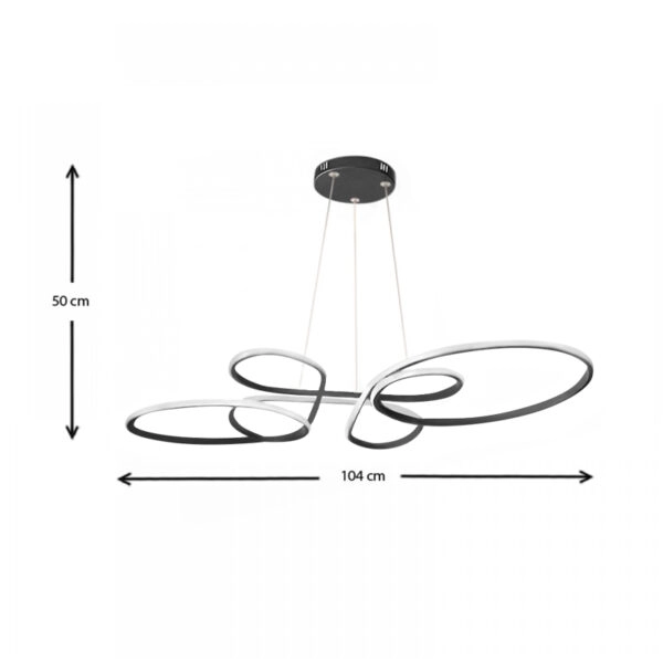 Φωτιστικό οροφής Led Gerrera  μεταλλικό χρώμα μαύρο 104x53x50εκ.
