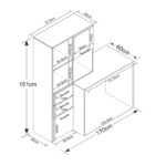 Γραφείο μελαμίνης Aurelio  χρώμα honey oak - λευκό 170x35/60x76/151εκ.