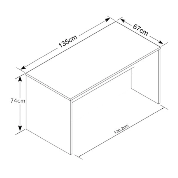 Γραφείο μελαμίνης Carmine  χρώμα ανθρακί 135x67x74εκ.