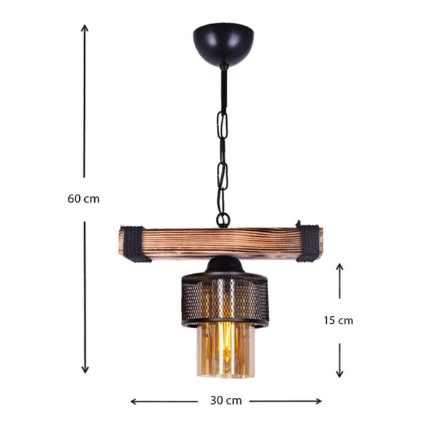 Φωτιστικό οροφής Eliana  E27 ξύλινο/μεταλλικό μονόφωτο σε μαύρο/καρυδί 30x15x60εκ.