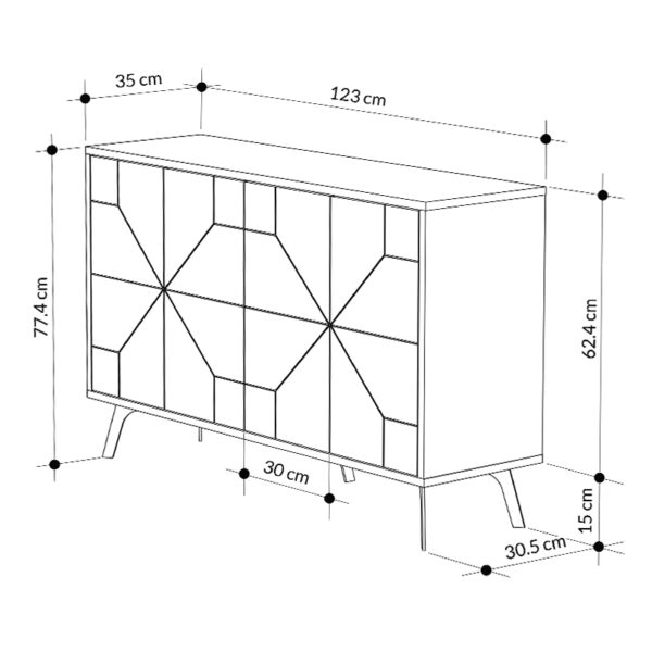 Μπουφές μελαμίνης Dune  χρώμα ανοιχτό καφέ 123x35x77,4εκ.