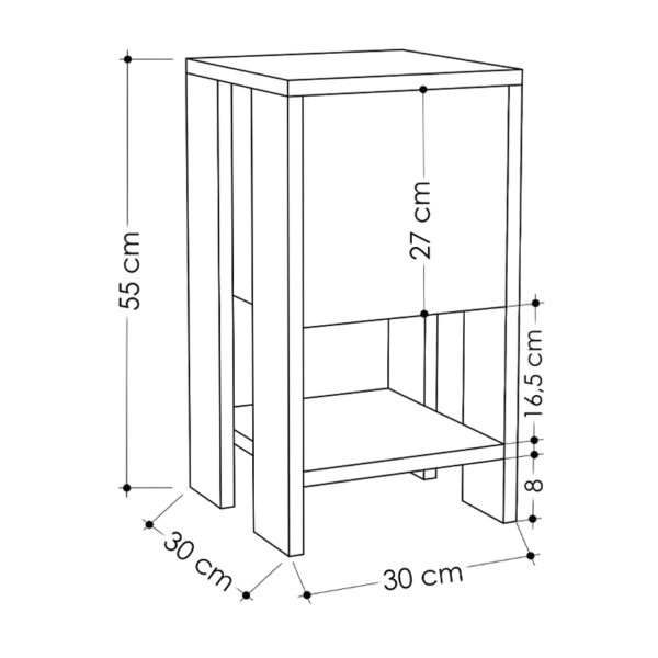 Κομοδίνο Ema  χρώμα sapphire oak - λευκό 30x30x55εκ.