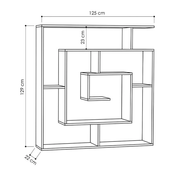 Βιβλιοθήκη μελαμίνης Labirent  χρώμα ανθρακί 125x22x129εκ.