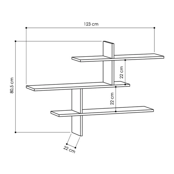 Ραφιέρα τοίχου Leo  μελαμίνης χρώμα λευκό 123x22x80εκ.