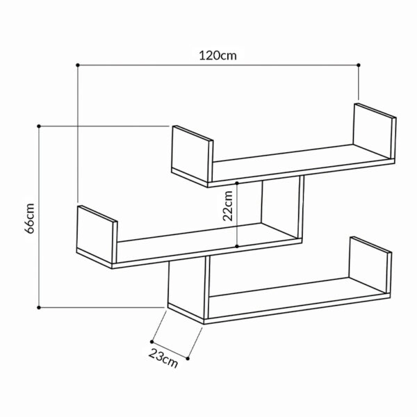 Ραφιέρα τοίχου Tibet  μελαμίνης χρώμα λευκό 119x22x66εκ.