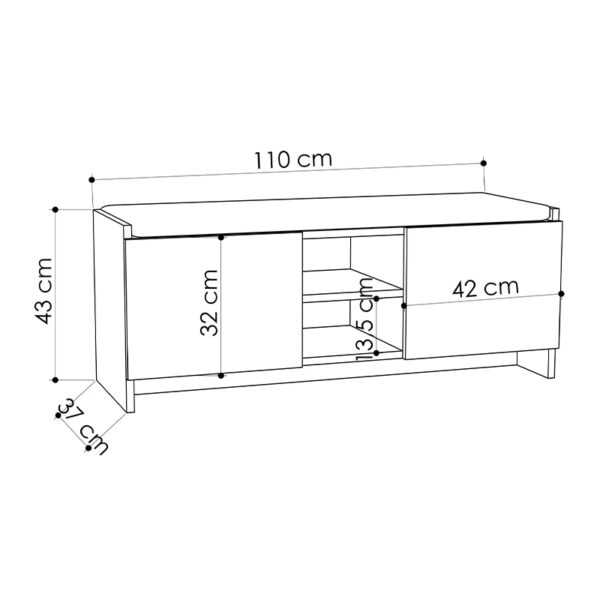 Παπουτσοθήκη Zulla  χρώμα φυσικό οξιάς 110x37x43εκ.