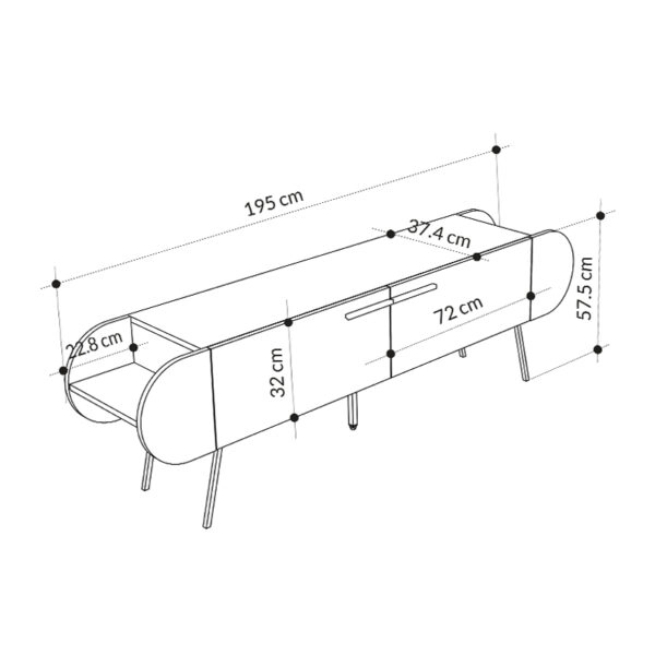 Έπιπλο τηλεόρασης Capsule  από μελαμίνη χρώμα ανοιχτή μόκα 195x37,4x57,5εκ.