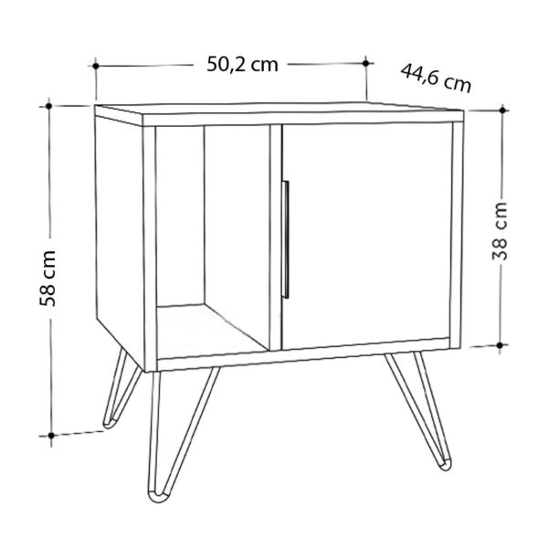 Κομοδίνο μελαμίνης Glynn  χρώμα φυσικό οξιάς 50,2x44,6x60εκ.