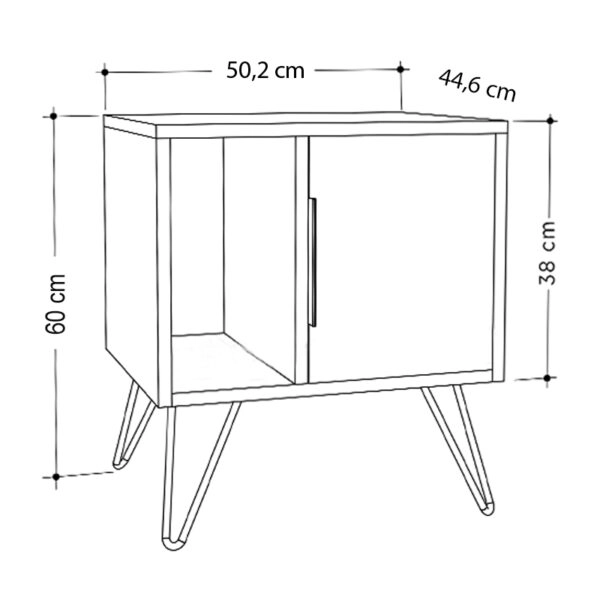 Κομοδίνο μελαμίνης Glynn  χρώμα ανοιχτό καφέ 50,2x44,6x60εκ.