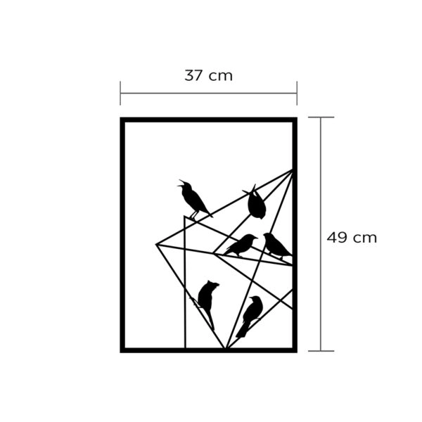 Διακοσμητικό τοίχου Birds on Wire  μεταλλικό χρώμα μαύρο 37x2x49εκ.