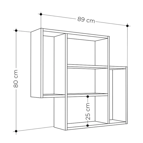 Ραφιέρα τοίχου Mito  μελαμίνης χρώμα sapphire oak 89x19,6x80εκ.