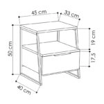 Κομοδίνο μελαμίνης Pal  χρώμα ανθρακί 45x40x50εκ.