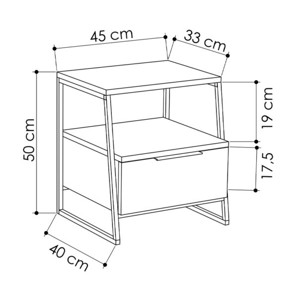 Κομοδίνο μελαμίνης Pal  χρώμα φυσικό οξιάς 45x40x50εκ.