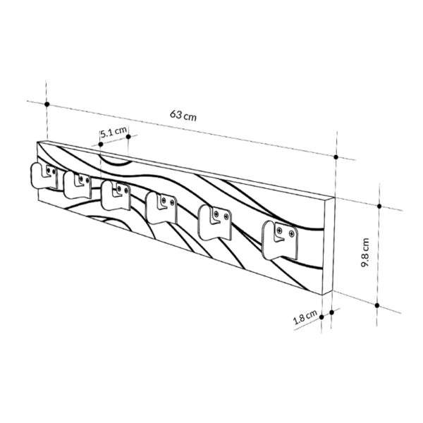 Κρεμάστρα τοίχου Flow  χρώμα λευκό 63x1,8x9,8εκ.