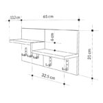 Κρεμάστρα τοίχου Harmon  χρώμα sapphire oak - λευκό 65x15x31εκ.