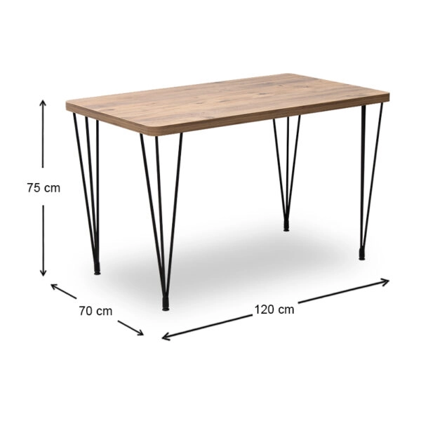 Τραπέζι Roger  Mdf - μεταλλικό χρώμα ακακίας 120x70x75εκ.