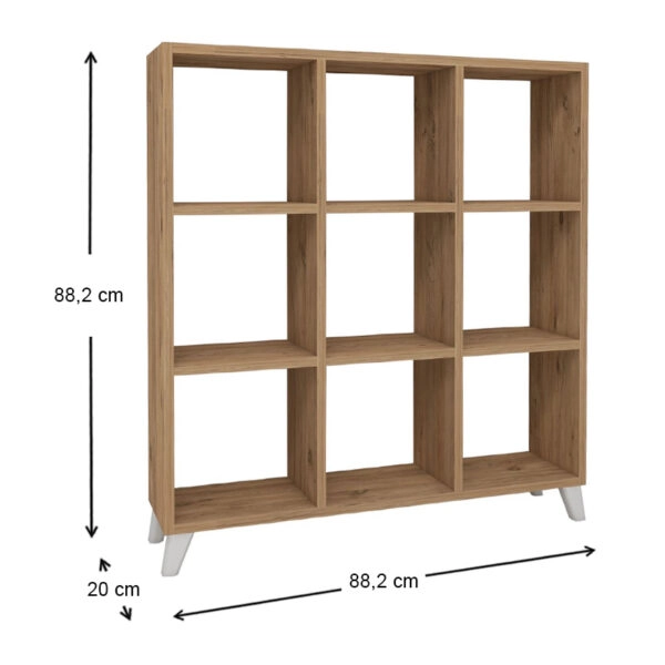 Βιβλιοθήκη μελαμίνης Saul  χρώμα pine oak 88,2x20x88,2εκ.