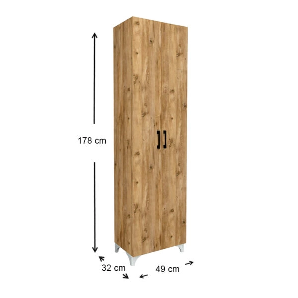 Ντουλάπα - Παπουτσοθήκη μελαμίνης Lilly  χρώμα pine oak 49x32x178εκ.