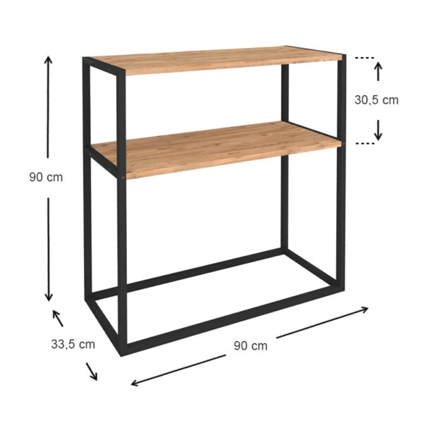 Κονσόλα Castel  μεταλλική - μελαμίνης χρώμα μαύρο - pine oak 90x33,5x90εκ.