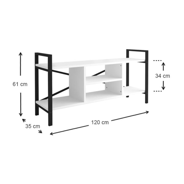 Έπιπλο τηλεόρασης Santana  μεταλλικό - μελαμίνης χρώμα μαύρο - λευκό 120x35x61εκ.