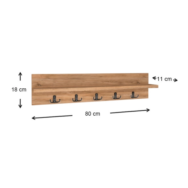 Κρεμάστρα τοίχου Kery  από μελαμίνη χρώμα pine oak 80x11x18εκ.