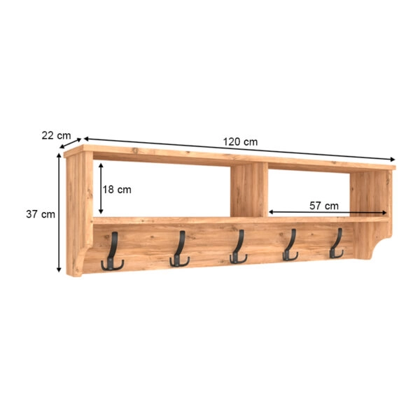 Κρεμάστρα τοίχου Ottila  από μελαμίνη χρώμα pine oak 120x22x37εκ.