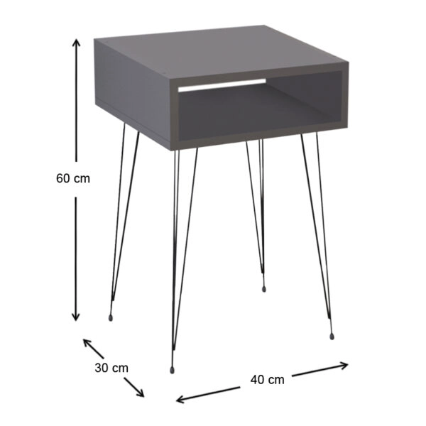 Κομοδίνο μελαμίνης Scott  χρώμα ανθρακί 40x30x60εκ.