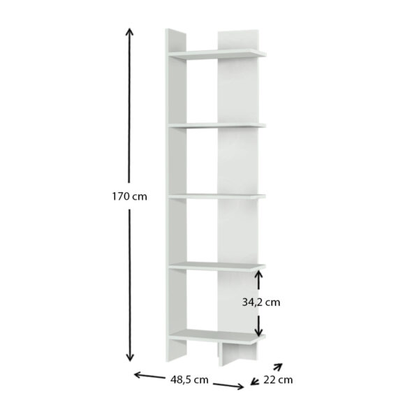 Βιβλιοθήκη μελαμίνης Perla  χρώμα λευκό 48x22x170εκ.