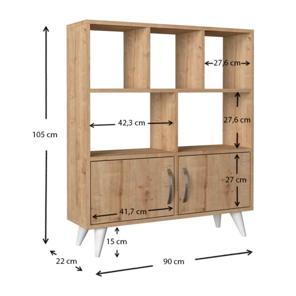 Βιβλιοθήκη μελαμίνης Donati  χρώμα sapphire oak 90x22x105εκ.