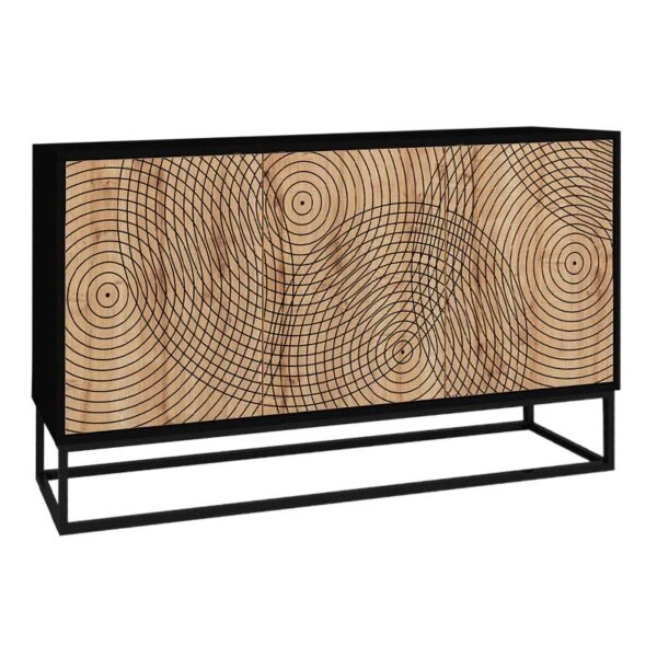 Μπουφές μελαμίνης Themis  χρώμα μαύρο - sapphire oak 150x35x83,6εκ.