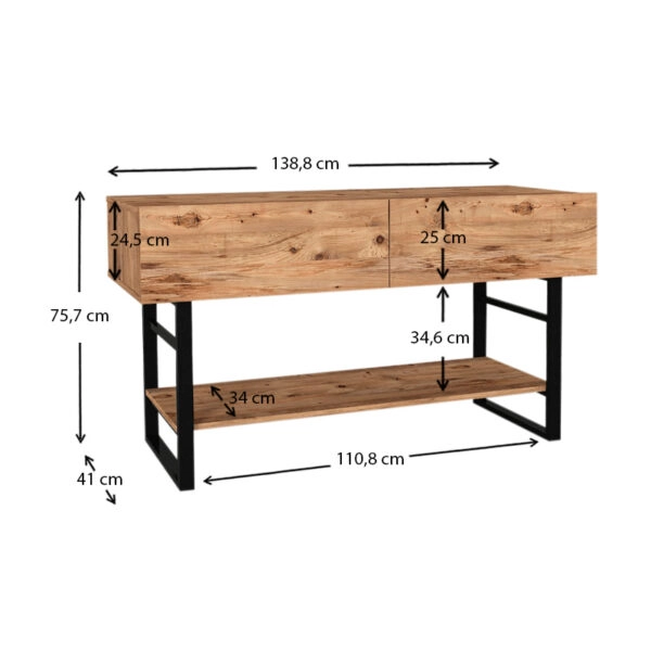 Κονσόλα μελαμίνης Aron  χρώμα atlantic pine 138,8x41x75,7εκ.