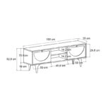 Έπιπλο τηλεόρασης Aureta  χρώμα λευκό - sapphire oak 150x35x52,8 εκ.