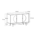 Μπουφές Aureta  χρώμα λευκό - sapphire oak 130x45x75εκ.