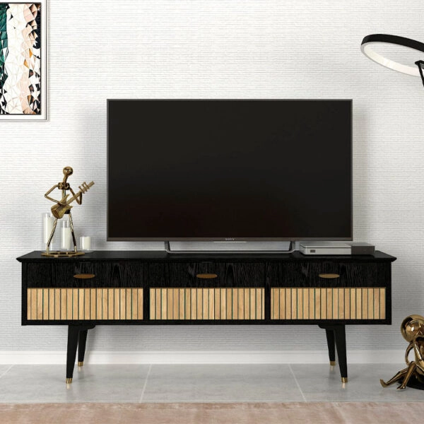 Έπιπλο τηλεόρασης Bolea  χρώμα modern black 150x35x49,7 εκ.