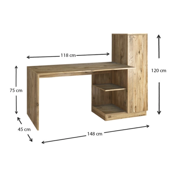 Γραφείο μελαμίνης Dolcedo  χρώμα atlantic pine 148x45x120εκ.