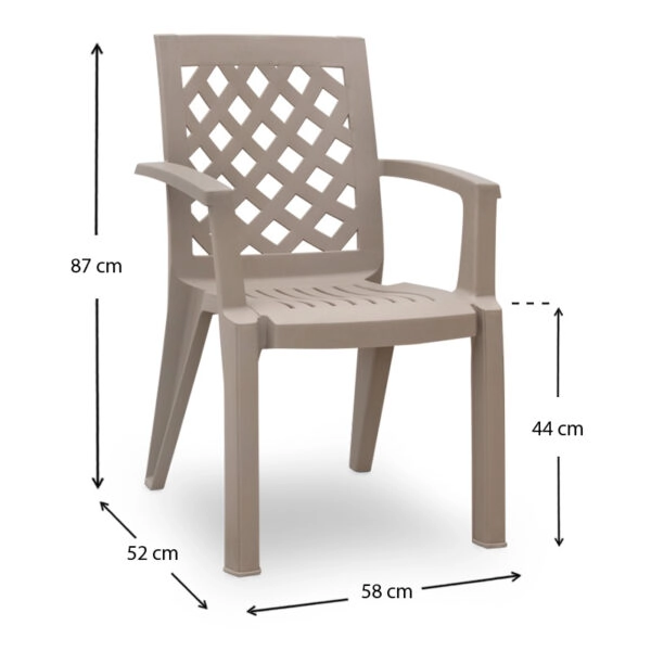 Πολυθρόνα πολυπροπυλενίου Kira  χρώμα cappuccino 58x52x87εκ.