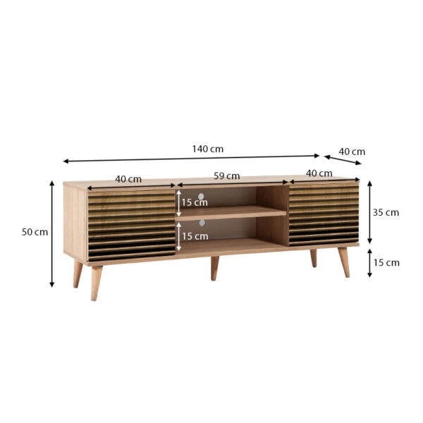 Έπιπλο τηλεόρασης Soho  από μελαμίνη χρώμα sonoma 140x40x50 εκ.