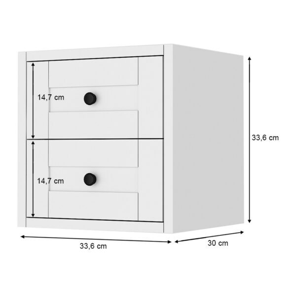 Κομοδίνο επιτοίχιο Felix  χρώμα λευκό 33,6x30x33,6εκ.