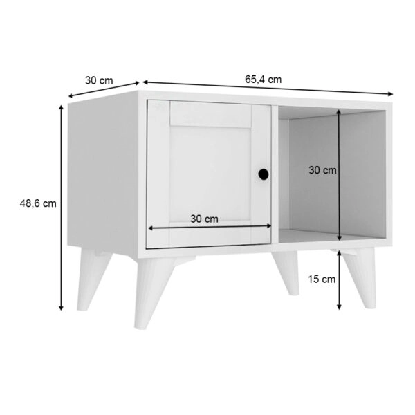 Κομοδίνο Felix  χρώμα λευκό 65,4x30x48,6εκ.