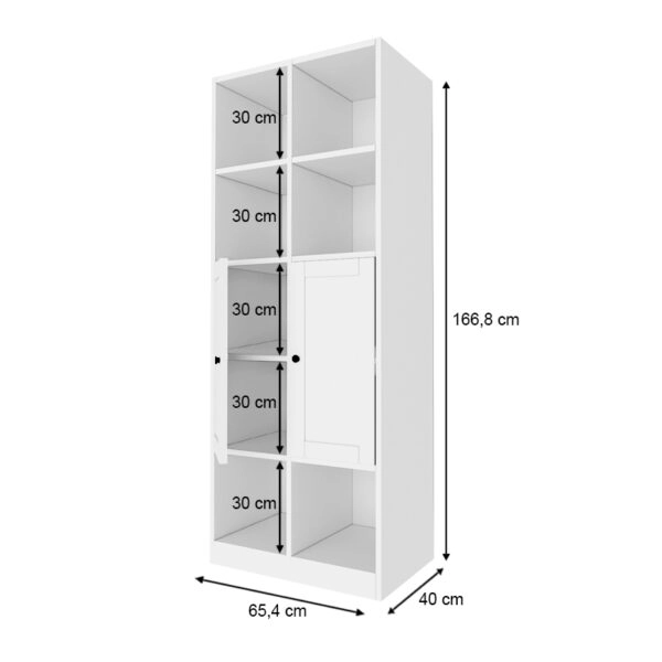 Βιβλιοθήκη με ντουλάπι Felix  χρώμα λευκό 65,4x40x166,8εκ.