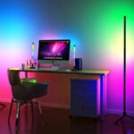 Φωτιστικό δαπέδου RGB LED Space  με ασύρματο χειριστήριο χρώμα μαύρο Ø25x112εκ.