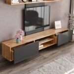 Σύνθεση τηλεόρασης Giacomo  χρώμα sapphire oak - ανθρακί 180x40x45εκ.