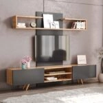 Σύνθεση τηλεόρασης Giacomo  χρώμα sapphire oak - ανθρακί 180x40x45εκ.